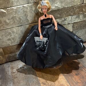 Elegant Black Ball Gown Barbie Doll with Jeweled Accessories